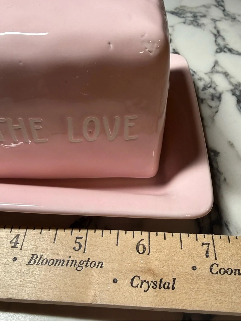Harvest Green Studio Pink Ceramic Butter Dish Spread The Love Heart Stoneware